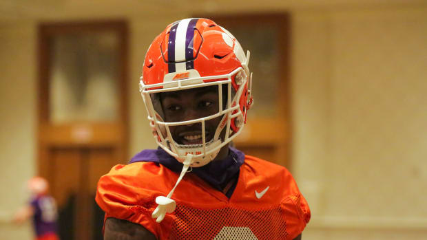 Jan 11, 2020; New Orleans, Louisiana, USA; Clemson Tigers cornerback A.J. Terrell (8) during a walk through practice at the Hilton Riverside.